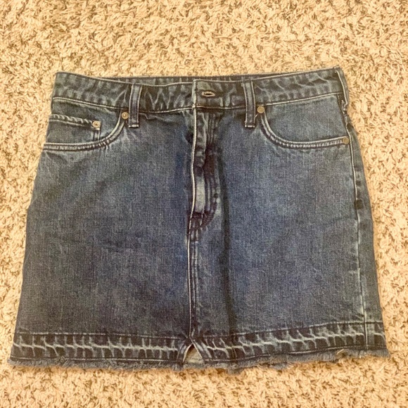 Free People denim Step Up Skirt with frayed hem - Picture 8 of 9